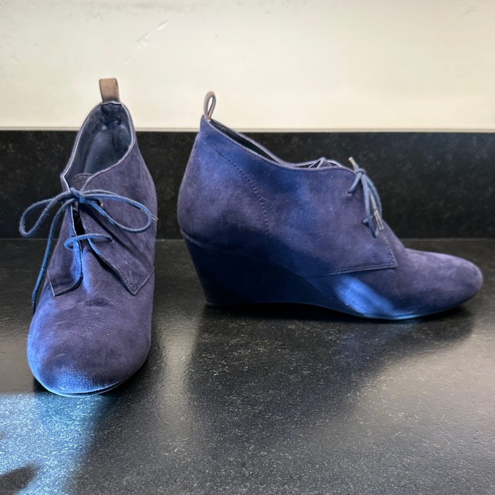 Blue Suede Boden wedge heels